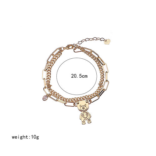 Bracelets plaqués or 18 carats avec incrustation de cuivre et ours de Style japonais de Style dessin animé