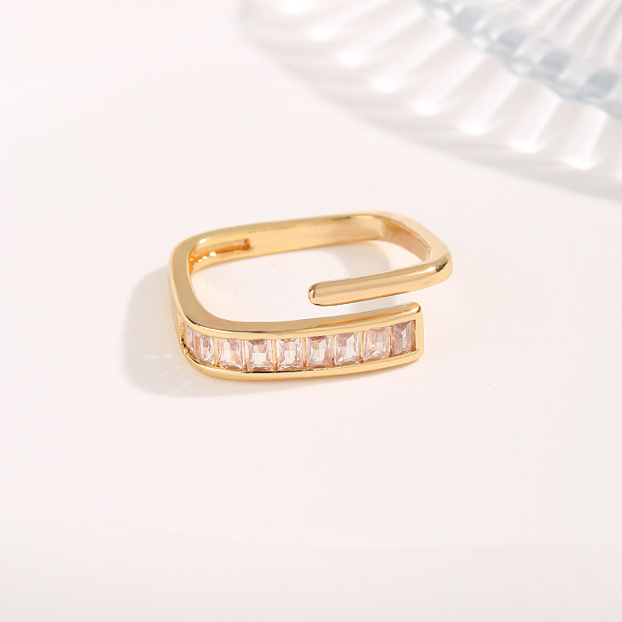 Damen-Ringe, rund, mit Titan-Stahlbeschichtung, Inlay, Zirkon, vergoldet, offene Ringe