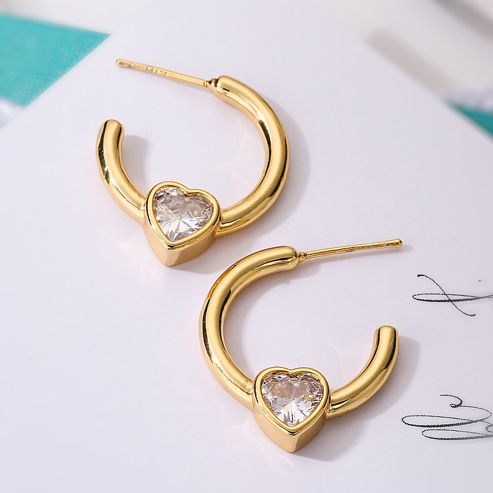 Boucles d'oreilles plaquées or 1 carats, 18 paire, Style Simple, incrustation de placage de couleur unie, perles artificielles en cuivre et Zircon
