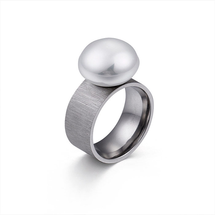 European And American Foreign Ornament Wholesale Stainless Steel Ring Fashion Titanium Steel Popular Shell Pearl Ring 8mm Ring