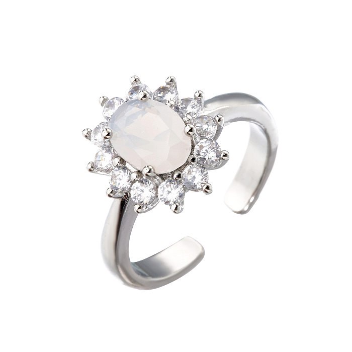 Anillo de diamante ovalado de circón con microincrustaciones, anillo chapado en oro de 18 quilates con piedras preciosas de color caramelo