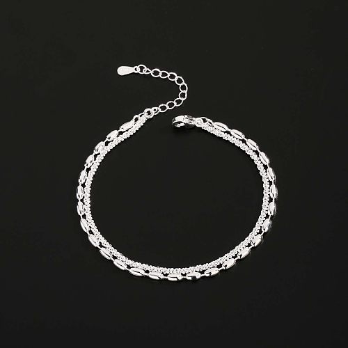 Elegant Simple Style Solid Color Copper Plating Silver Plated Bracelets