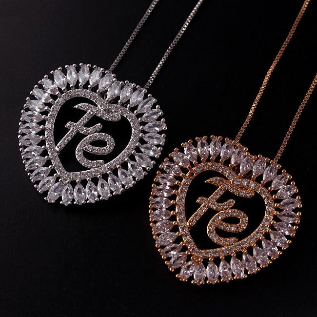 Vintage Style Streetwear Heart Shape Lock Copper Polishing Plating Inlay Zircon 18K Gold Plated Pendant Necklace