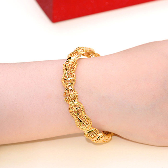 Ethnic Style Solid Color Copper Plating Gold Plated Bangle