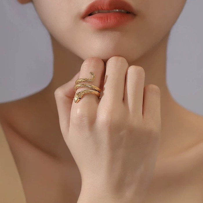 Simple Style Snake Stainless Steel Gold Plated Rings In Bulk