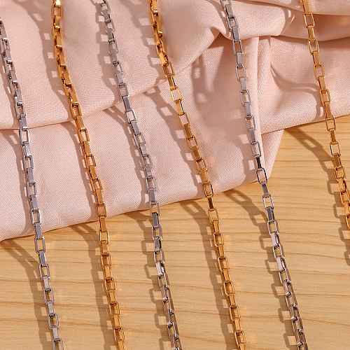 Style Simple Style Classique Couleur Unie En Acier Inoxydable Plaqué Or 18 Carats Bracelets Collier