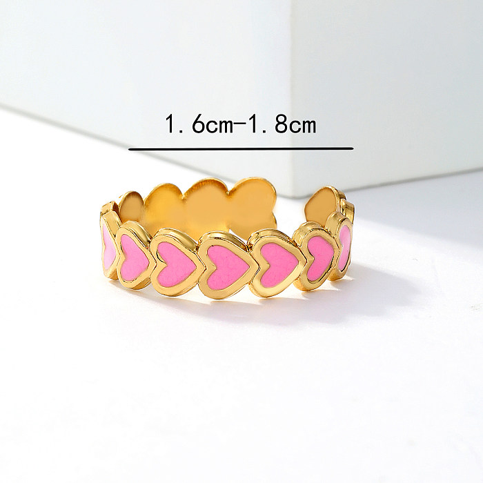 1 Piece Vintage Style Fashion Round Heart Shape Stainless Steel Copper Plating Inlay Zircon Open Ring