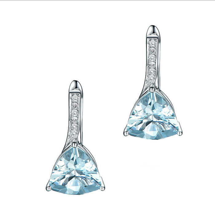 1 Pair Glam Triangle Copper Inlay Zircon Earrings