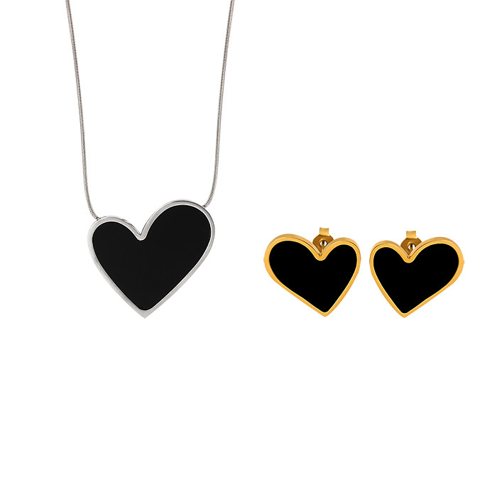 Wholesale Sexy Heart Shape Titanium Steel 18K Gold Plated Acrylic Earrings Necklace