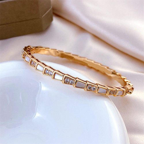 Lady Solid Color Copper Plating Inlay Fritillary Bangle