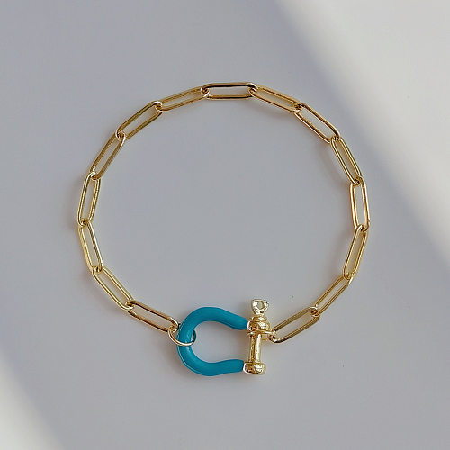 Bracelets plaqués cuivre colorés en forme de U à la mode, 1 pièce