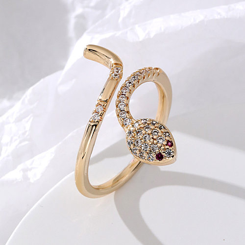 Fashion Snake Copper Plating Zircon Open Ring