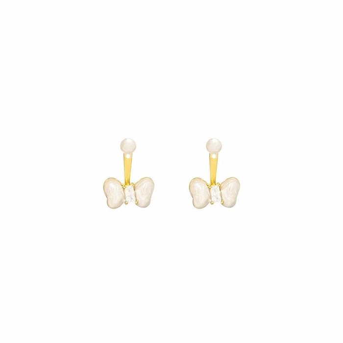 1 Pair Sweet Bow Knot Copper Ear Studs