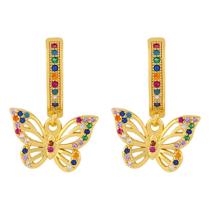 Boucles d'oreilles à pampilles d'amour papillon creuses simples en forme de cœur exagérées pour femmes