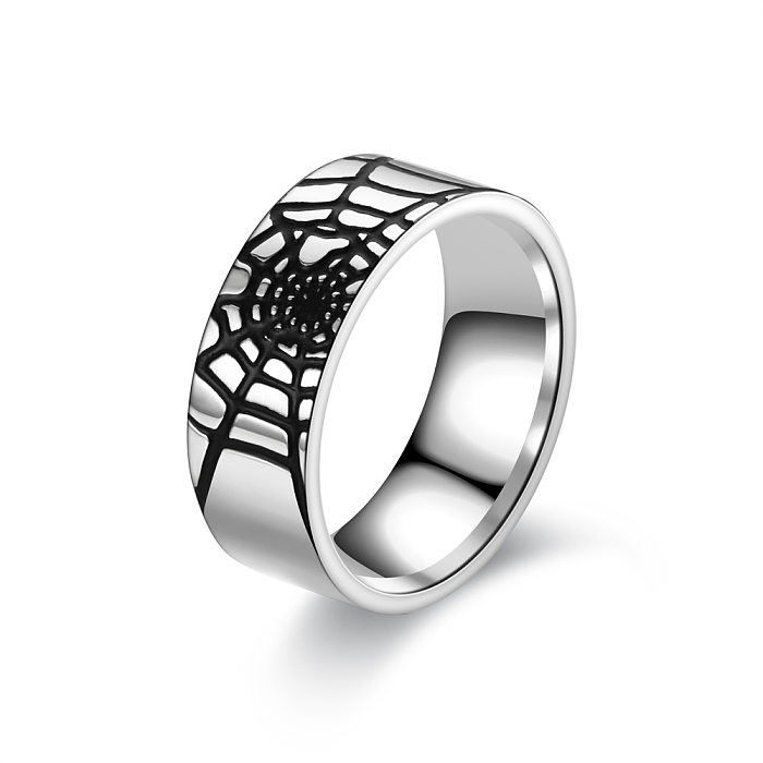 Simple Fashion Geometric Spider Web Oiling Stainless Steel Ring