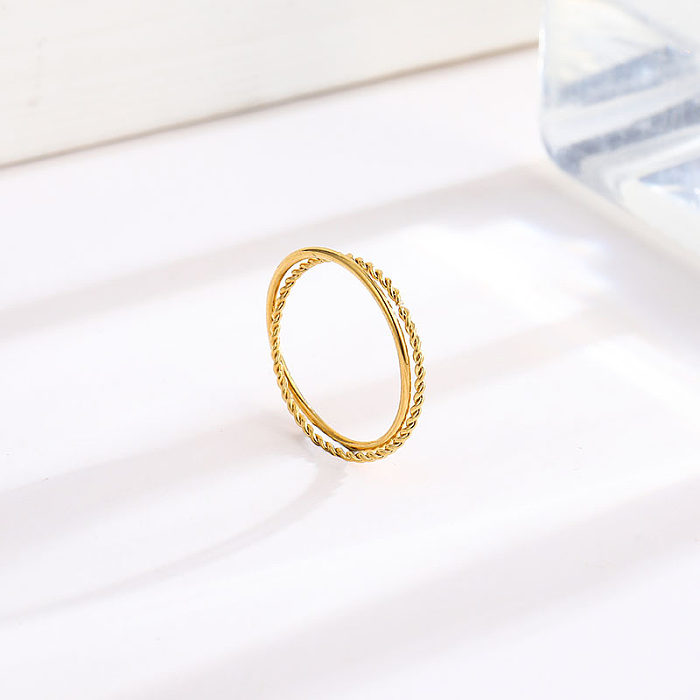 Simple Style Solid Color Titanium Steel Gold Plated Rings In Bulk
