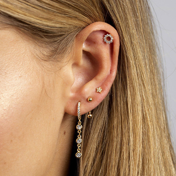 Luxurious Bridal Shiny Geometric Copper Zircon Drop Earrings Earrings 1 Pair