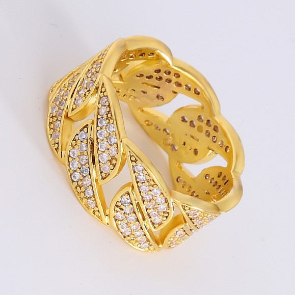 Hip-Hop Cool Style glänzende geometrische Kupfer-Inlay-Zirkon-Ringe