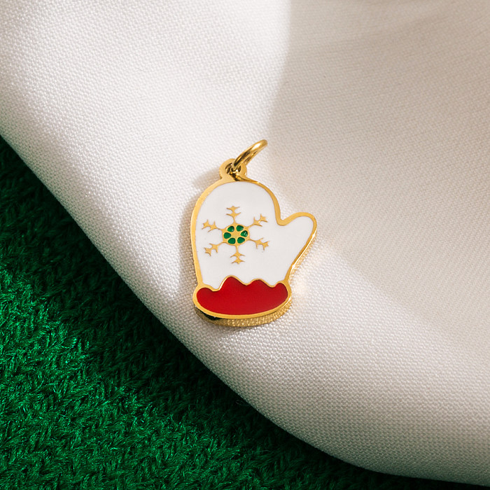IG Style Sweet Christmas Tree Santa Claus Stainless Steel Enamel Plating 14K Gold Plated 18K Gold Plated Charms Necklace