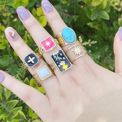 Novel Fashion Cross Daisy Stainless Steel Personality Ring