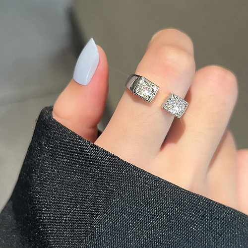 Artistic Star Copper Plating Inlay Zircon Open Rings