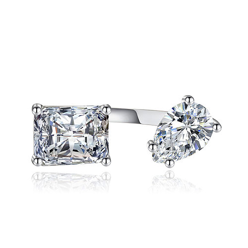Fashion Geometric Copper Inlay Zircon Rings 1 Piece