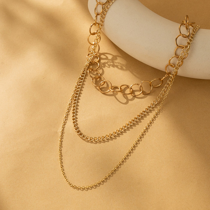 Estilo vintage estilo simples cor sólida cobre em camadas colares em camadas