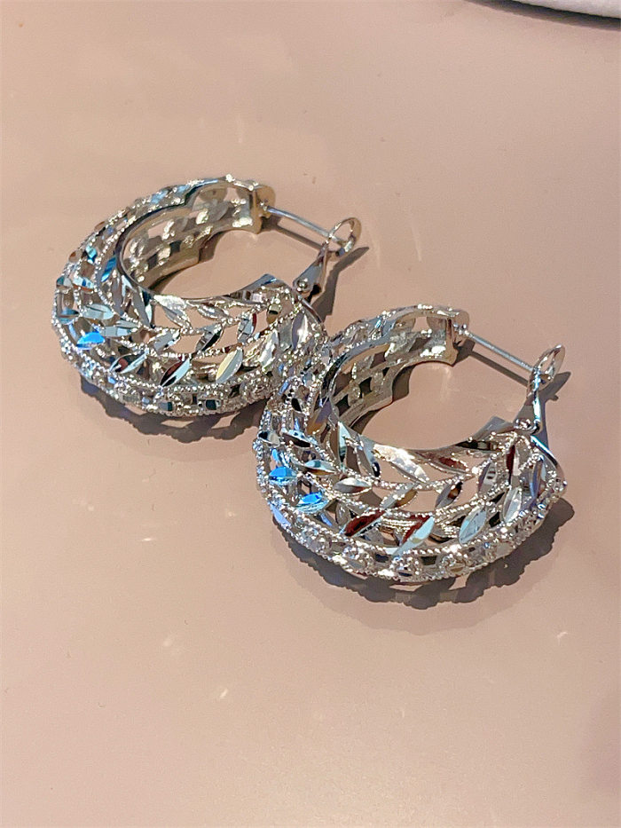 1 Paar einfache, moderne Ohrringe aus Kupfer mit geometrischer Blattbeschichtung