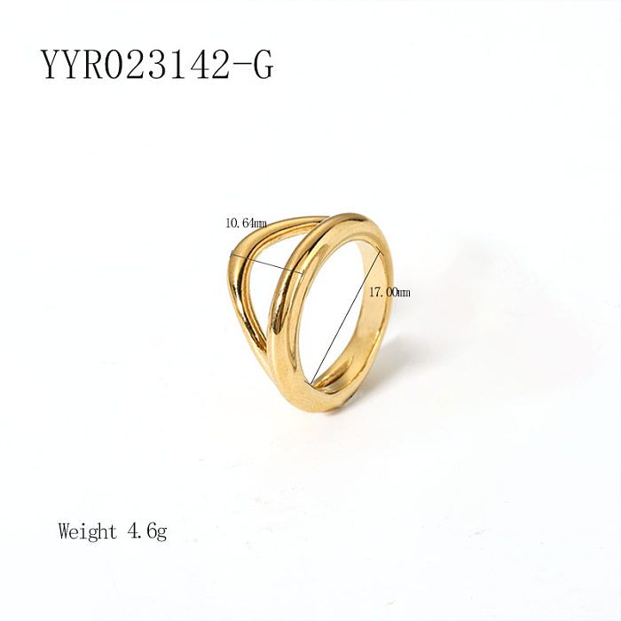 Basic Solid Color Stainless Steel Plating 18K Gold Plated Rings