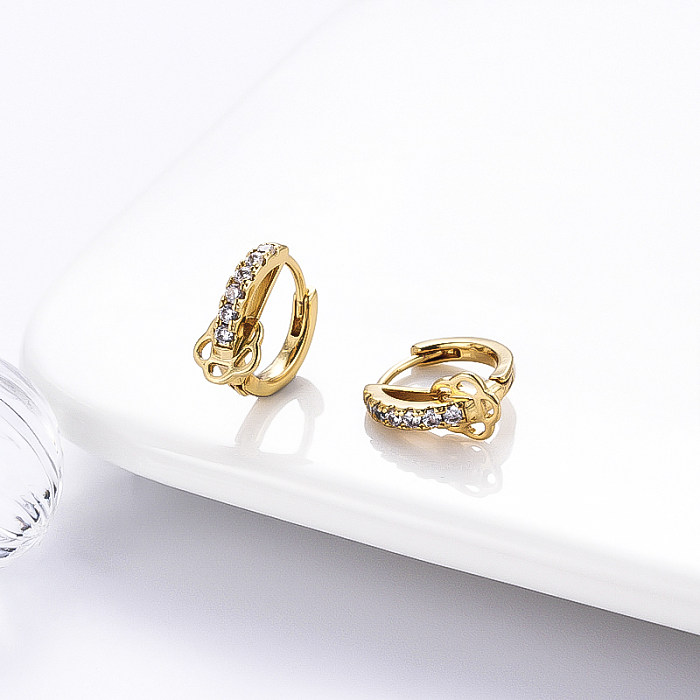 1 Pair Streetwear Star Copper Plating Inlay Zircon 18K Gold Plated Hoop Earrings