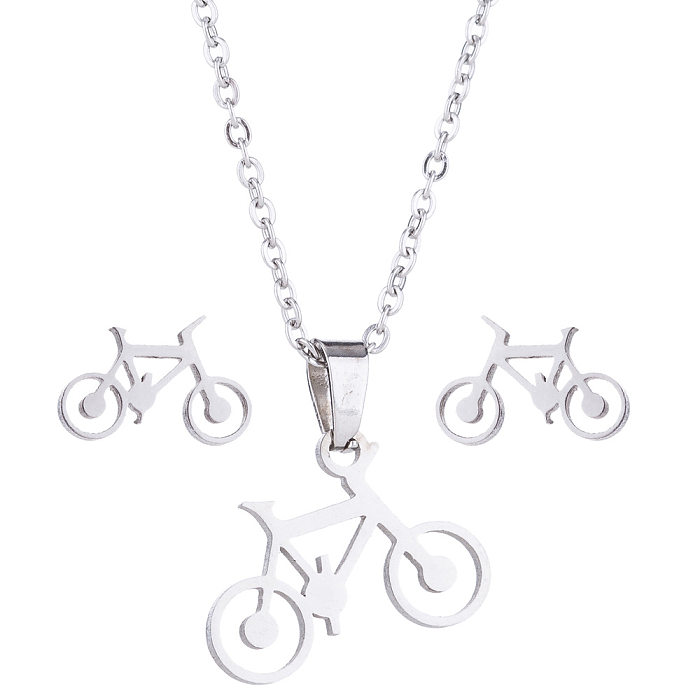 Fashion Bicycle Stainless Steel Hollow Out Jewelry Set 1 Set