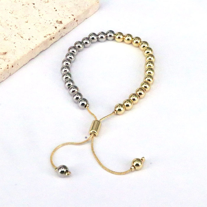 INS Style Punk rond cuivre perlé placage bracelets plaqués or