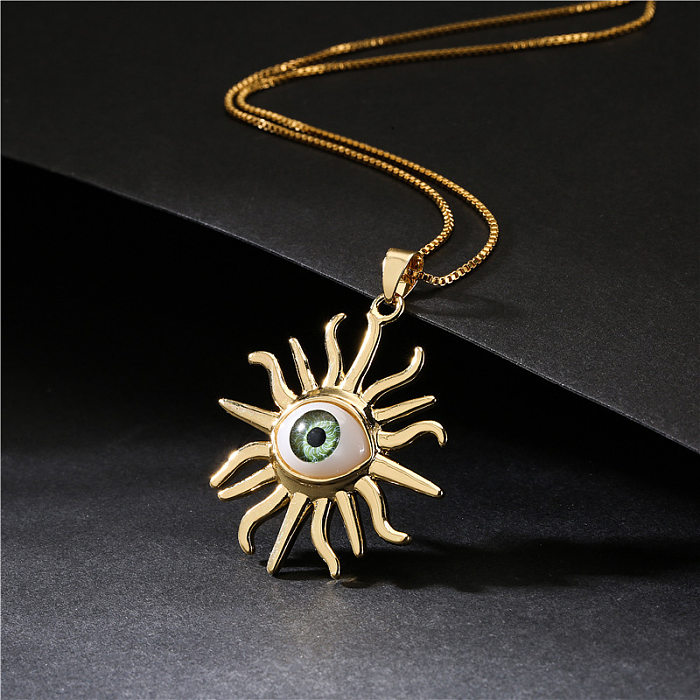 Großhandel Schmuck Sun-Eye-Form Anhänger Kupfer Halskette Schmuck