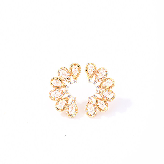 1 par de pendientes chapados en oro con incrustaciones de serpiente y forma de corazón de estilo sencillo e informal