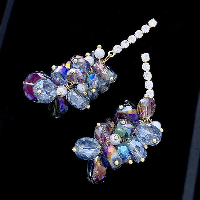 1 Pair Lady Fruit Inlay Copper Artificial Crystal Drop Earrings