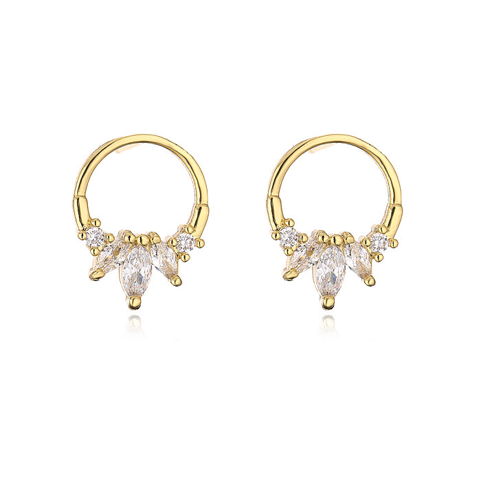 Fashion Geometric Copper Ear Studs Plating Zircon Copper Earrings