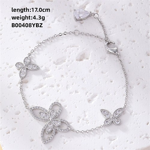 Casual Simple Style Butterfly Copper Inlay Zircon Bracelets Drawstring Bracelets