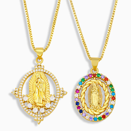 Fashion Virgin Mary Copper Inlaid Zircon Necklace Wholesale