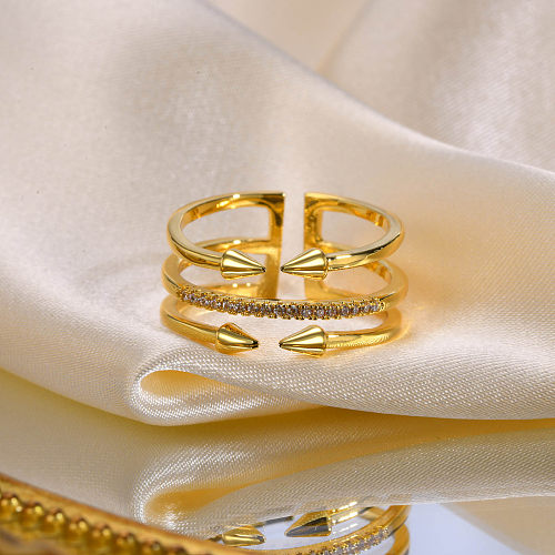 Anéis abertos de cobre geométrico de estilo simples