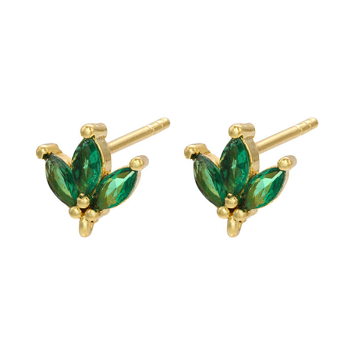 Retro Geometric Green Gemstones Diamond Copper Earrings Wholesale jewelry