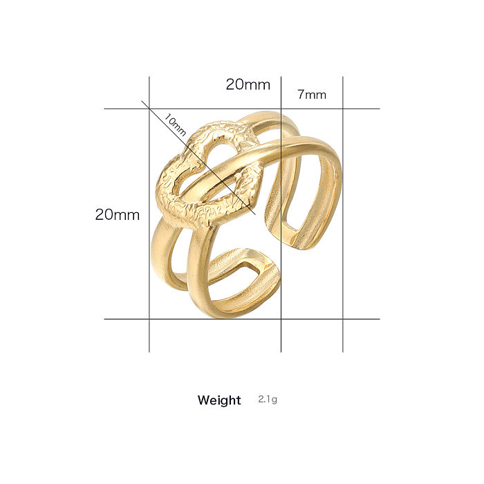 أزياء بسيطة مطلية بالذهب هندسية مفتوحة قابل للتعديل التيتانيوم الصلب الدائري