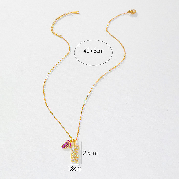 Simple Style Strawberry Copper Inlay Zircon Pendant Necklace