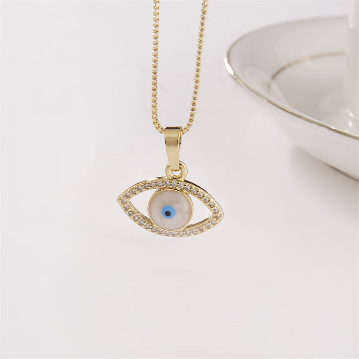 Fashion Simple Devil's Eye Geometric Diamond Copper Necklace