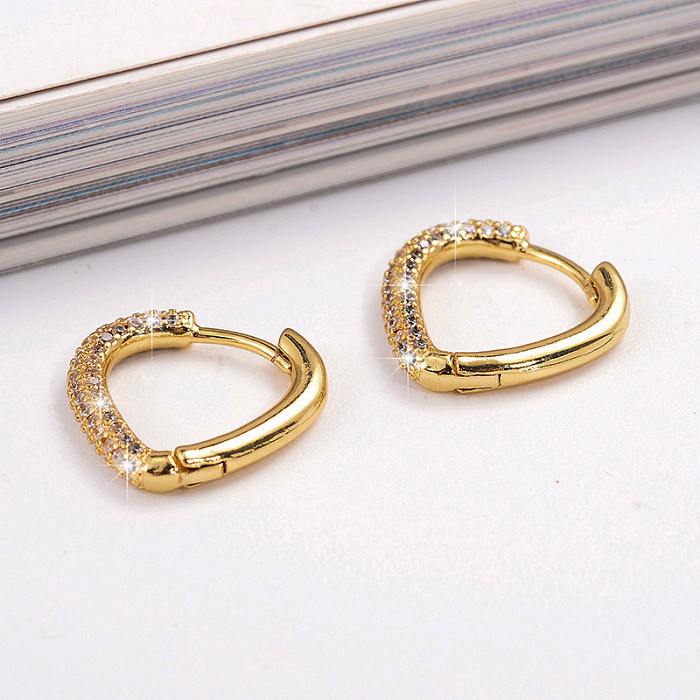 1 Pair Casual Simple Style Triangle Plating Inlay Copper Zircon 18K Gold Plated Earrings