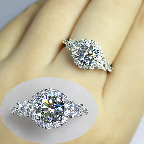 Anillos de diamantes de imitación artificiales de cobre geométricos de estilo simple