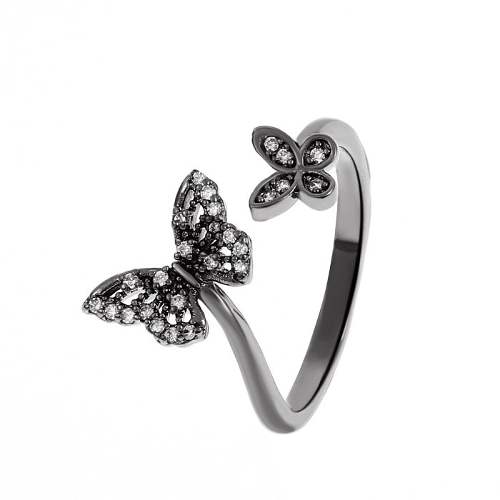 Fashion Simple Butterfly Full Diamond Geometric Metal Index Finger Ring