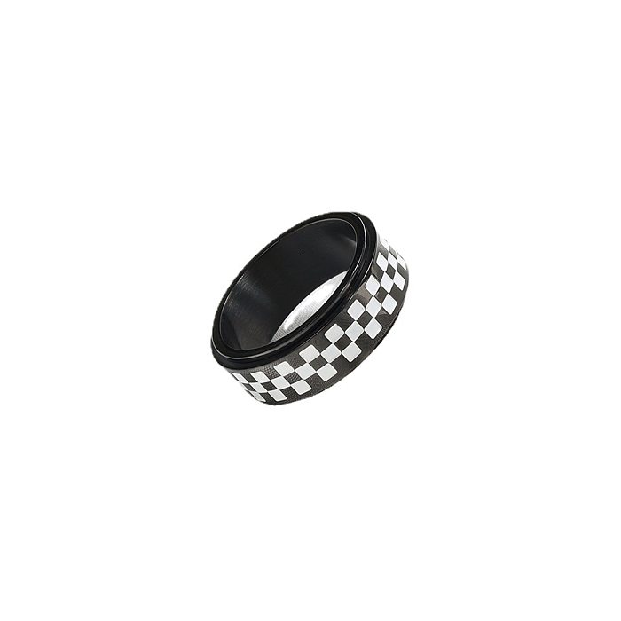 1 Piece Simple Style Lattice Stainless Steel Plating Rings