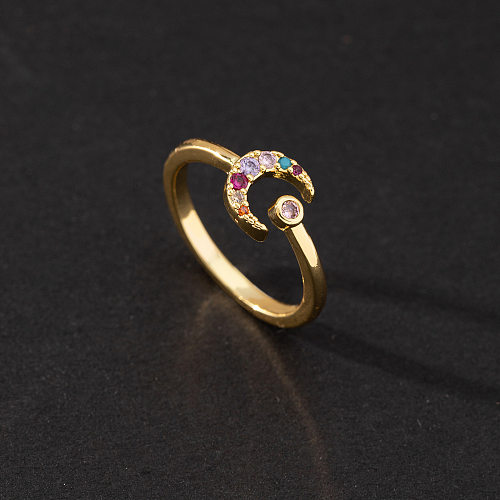 1 pièce mode lettre coeur forme chat cuivre incrusté Zircon perles artificielles anneau ouvert