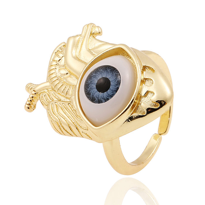 Exaggerated Jewelry Evil Eye Design Rings Hip Hop Rock Ring Open Rings Wholesale