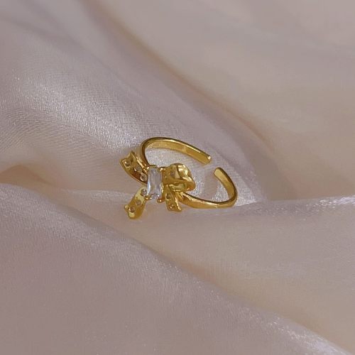 1 Piece Simple Style Geometric Copper Plating Artificial Pearls Open Ring